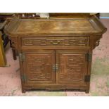 SIDE CABINET, late 19th/early 20th century Chinese padoukwood with drawer above two doors,