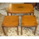 NEST OF THREE TABLES, military style mahogany and brass bound comprising a rectangular table,