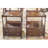 LAMP TABLES, a pair, George III design mahogany each with gallery top,