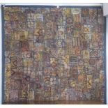 JAMANEER PATCHWORK WALL HANGING, vintage Indian, with metallic Zari threads, 200cm x 250cm.