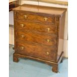 BACHELOR'S CHEST, George III design, burr walnut with foldover top above four long drawers,