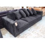 EICHOLTZ SOFA, in black upholstery with six black scatter cushions, 240cm x 103cm x 64cm H.