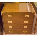 CHEST, military style, mahogany and brass bound with four drawers, 73cm H x 70cm W x 40cm D.