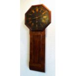 WILLIAM IV WALL CLOCK, mahogany with a black painted octagonal face, J.