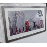 'LONDON MONTAGE', framed, 111cm W x 69cm H.