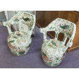 GARDEN SEATS, a pair, Cantonese style decorated with porch,