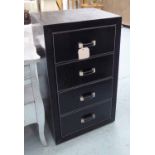 TALL CHEST, having four drawers in faux crocodile pattern with silvered finish,