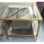 SIDE TABLE, with a gilt metal frame and mirrored top and under tier, 60cm W x 60cm D x 52cm H.