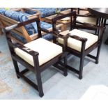 MARGARET MUIR DINING CHAIRS, a set of eight, with ivory cushions, 80cm H.