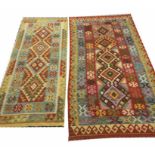 ANATOLIAN KILIMS, two, 192cm x 104cm, 179cm x 74cm.