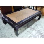 LOW OPIUM TABLE, rattan top, 100cm D x 47cm H x 158cm W.