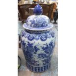 BALUSTER VASE, of large proportions Chinese style blue and white, 86cm H.