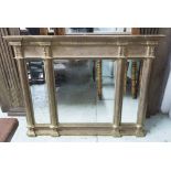 OVERMANTEL MIRROR, Regency style, giltwood with triple bevelled plates, 177cm W x 93cm H.