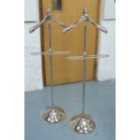 VALET STANDS, a pair, Bauhaus inspired design, 130cm H.