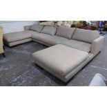 CAMERICH CORNER SOFA, in oatmeal upholstery with two footstools (comes in two parts), 430cm L.