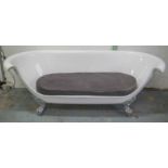 SOFA, adapted from a white bath with grey velvet cushion on chrome feet, 177cm W.