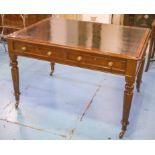 PARTNERS WRITING TABLE, Victorian mahogany with tooled leather top above,