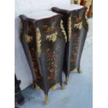 JARDINIERE STANDS, a pair, Louis XV style with marble tops, 118cm H.