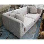 SOFA, two seater, in a grey faux velvet fabric on metal supports with four scatter cushion, 190cm L.