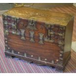 CHEST, early 20th century, Korean elm and brass bound with fall front and four drawers,