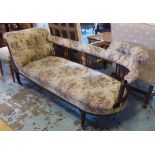 SETTEE, Edwardian rosewood and inlaid with floral patterned upholstery, 78cm H x 173cm W x 73cm D.