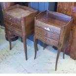 BEDSIDE TABLES, French, 19th century style, oak with three drawers on cabriole supports,
