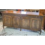 SIDEBOARD, George III design mahogany having two cutlery drawers above four panelled doors,