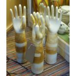 SPANISH FACTORY RUBBER GLOVE MOULD BLOCKS, a set of five, mid 20th century porcelain,