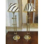 TABLE LAMPS, a pair, each with a faux zebra shade, 70cm H.