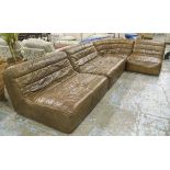 TIMOTHY OULTON CORNER SOFA, vintage De-Sede style stitched hand finished natural leather,