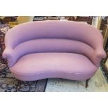 SOFA, 19th century Continental of shaped form, ebonised compact proportions in mauve upholstery,