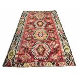 ANTIQUE ANATOLIAN KILIM, 296cm x 168cm, polychrome geometric field.