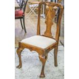 SIDE CHAIR, George I design, yewwood with pale green drop in seat, 54cm W.