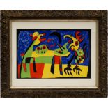 JOAN MIRO 'Dog barking at the moon', 1952, original lithograph, printed by Mourlot, 35cm x 53cm,