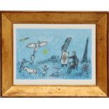 MARC CHAGALL 'Painter and artist', 1981, original lithograph, printed by Maeght, 34cm x 48cm,