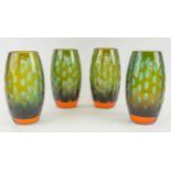 BOCONCEPT VASES, a set of four, green and brown art glass, 20cm H.