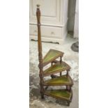 SPIRAL STEPS, Georgian style walnut with four tooled green leather treads, 112cm H x 40cm D.