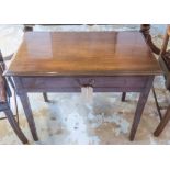 WRITING TABLE, George III mahogany with full width frieze drawer and square supports,