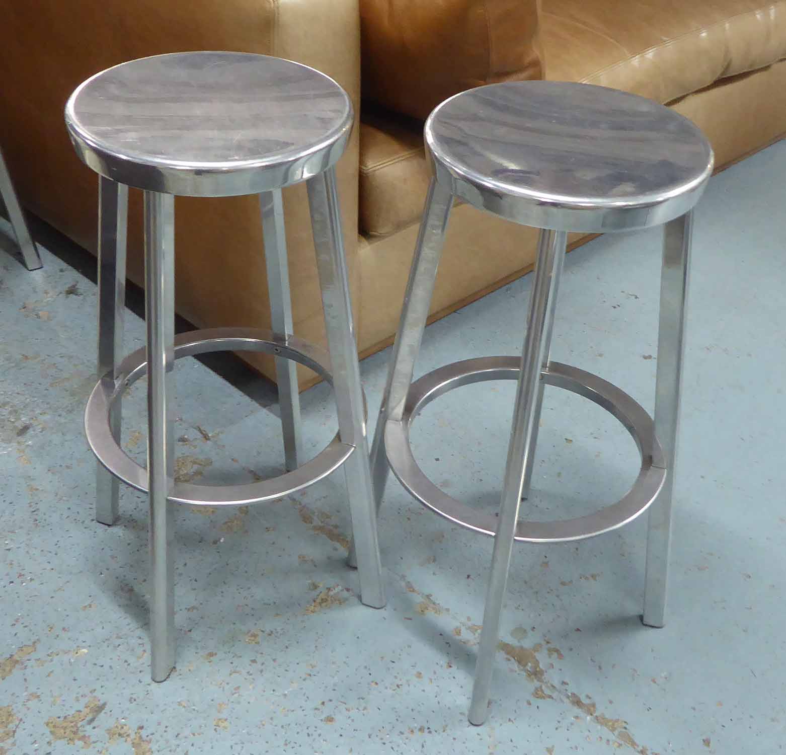 BAR STOOLS, a set of four, aluminium 'Desta Vu' by Naoto Fukasawa, each 78cm H, by Magis Italy.