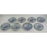 CHINESE EXPORT, eight various, blue and white plated circa 1780.