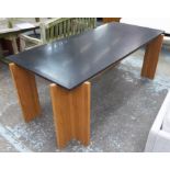 CONRAN KITCHEN TABLE, slate top on a wooden base, 208cm L x 100cm.