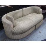 NINA CAMPBELL SOFA, ribbed upholstery with carved back, 200cm L x 110cm W x 67cm H.