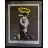 BANKSY 'Forgive us for our trespassing', poster, with stamped signature, 55cm x 40cm,