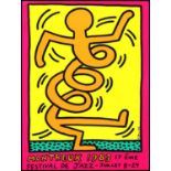 KEITH HARING pink 'Montreaux', 1983, original screen printed poster, 100cm x 70cm, framed.