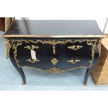 COMMODE, Louis XV inspired style, ebonised with gilt mounts, 90cm H.