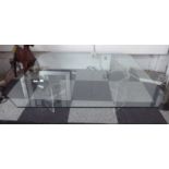 LOW TABLE, contemporary continental style glass with perspex base, 39cm H.