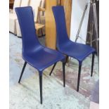 ANDREE PUTMAN REFLEX CHAIRS, a pair, in blue leather, contemporary style, 45cm W.