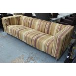 SOFA, in contemporary striped multi coloured upholstery, 220cm x 80cm x 67cm H.