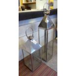 ORANGERY LANTERNS, a graduated set of two, contemporary French style design, tallest 115cm.