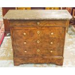 HALL COMMODE, 19th century French Louis Philippe burr walnut and gilt metal mounted,